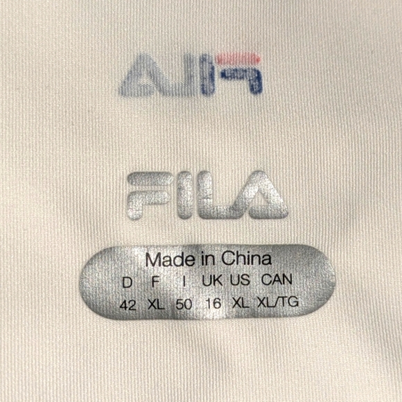 EUC Vintage 90s Fila XL Sheer Panel White Stretch Top with Black Piping - Picture 7 of 7